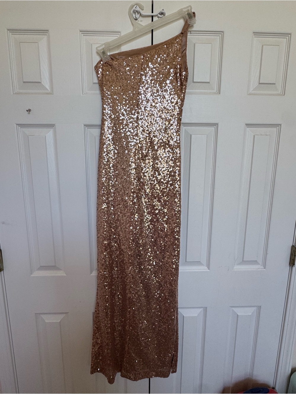 Revelry Dress Women’s 2 Rose Gold One-Shoulder Sequin - Picture 3 of 6
